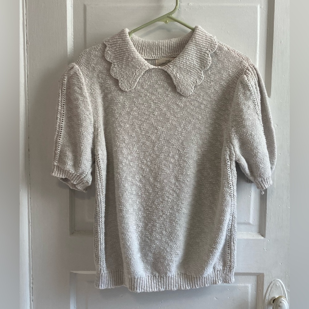 Scalloped Collar Sweater Top